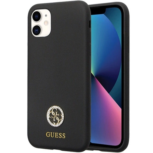 Guess GUHCN614DGPK Case for iPhone 11 / Xr - Black Silicone Logo Strass 4G_0