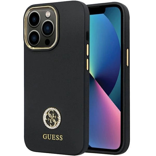 Guess GUHCP13LM4DGPK case for iPhone 13 Pro / 13 - black Silicone Logo Strass 4G_0