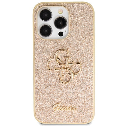 Guess GUHCP14LHG4SGD case for iPhone 14 Pro - gold Glitter Script Big 4G_2