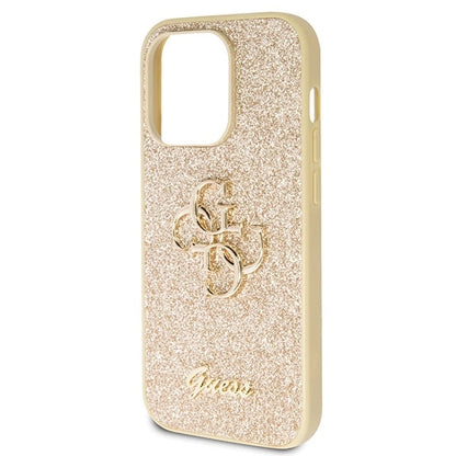 Guess GUHCP14LHG4SGD case for iPhone 14 Pro - gold Glitter Script Big 4G_5