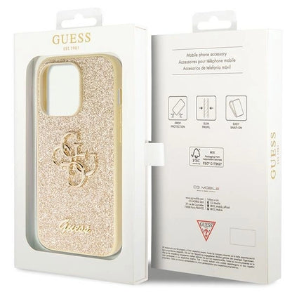 Guess GUHCP14LHG4SGD case for iPhone 14 Pro - gold Glitter Script Big 4G_7