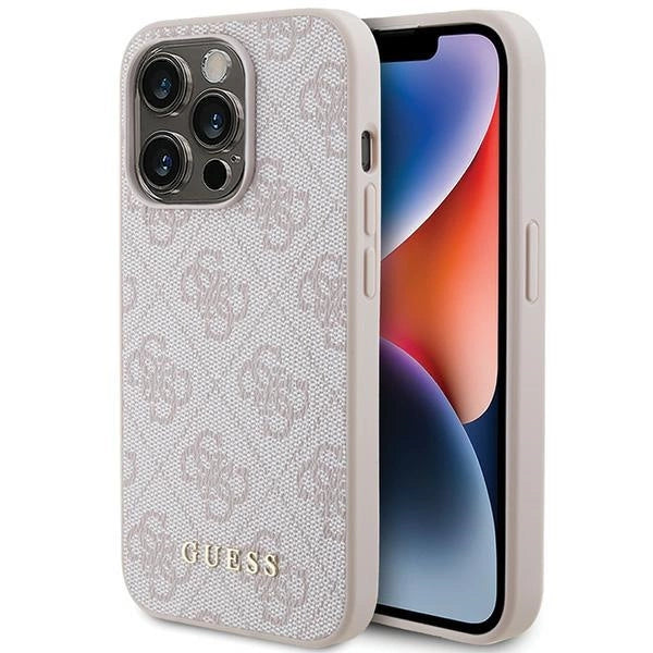 Guess 4G Metal Gold Logo case for iPhone 15 Pro - pink_0