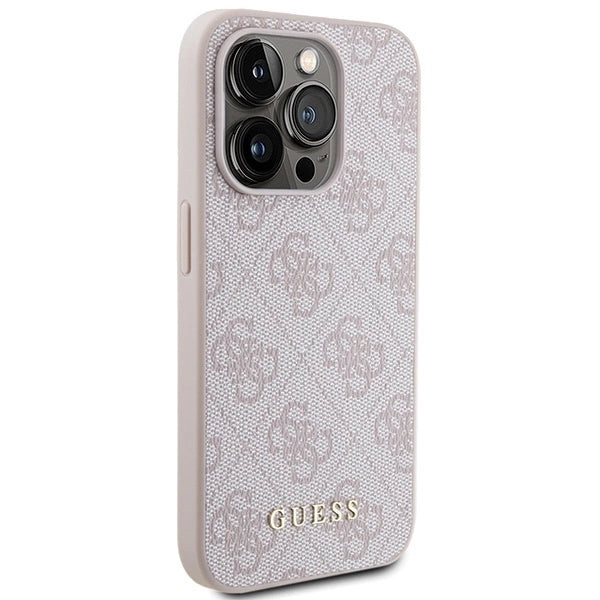 Guess 4G Metal Gold Logo case for iPhone 15 Pro - pink_3