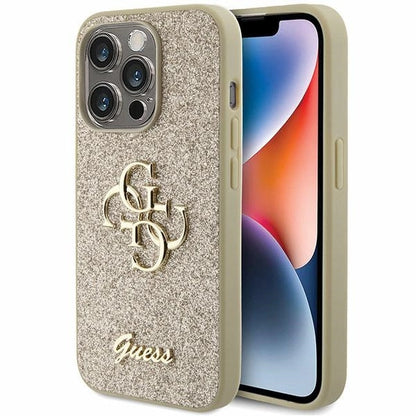 Guess Glitter Script Big 4G case for iPhone 15 Pro - gold_0