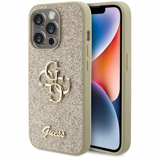 Guess Glitter Script Big 4G case for iPhone 15 Pro - gold_0