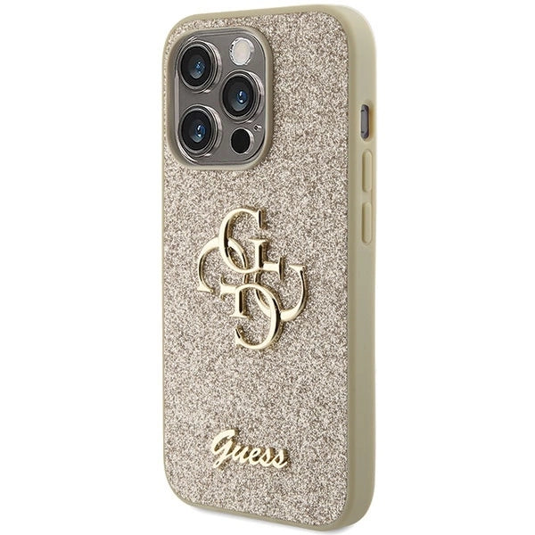 Guess Glitter Script Big 4G case for iPhone 15 Pro - gold_1
