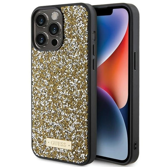 Guess Rhinestone Metal Logo case for iPhone 15 Pro - yellow_0