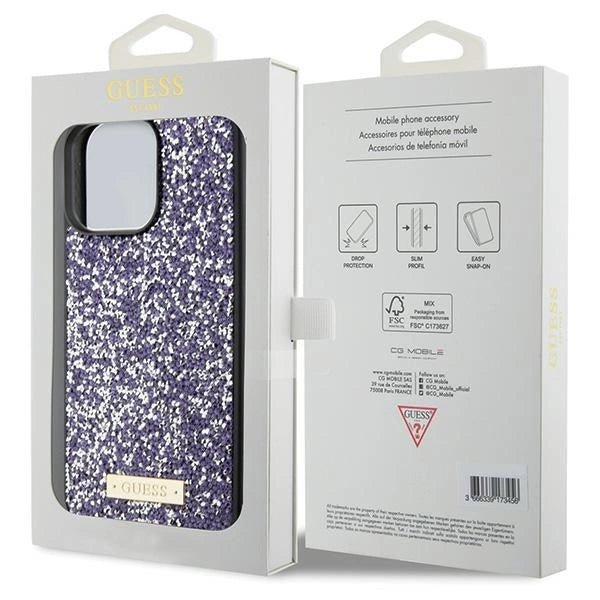 Guess Rhinestone Metal Logo case for iPhone 15 Pro - pink_7