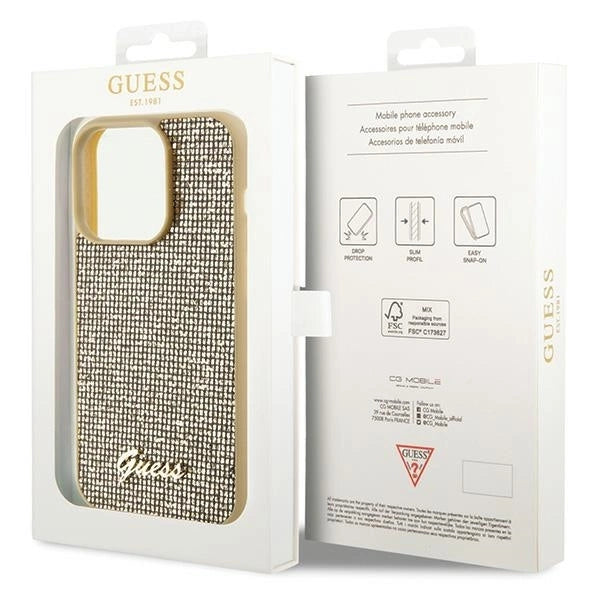 Guess Disco Metal Script case for iPhone 15 Pro - gold_7
