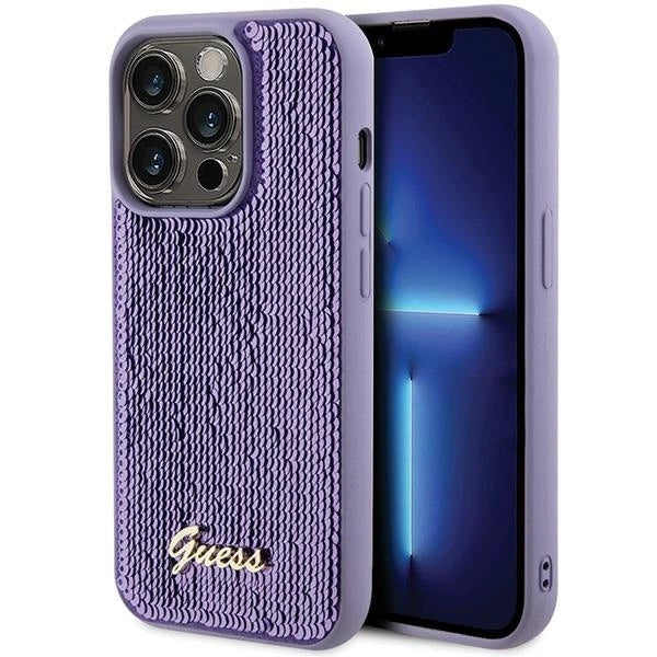 Guess Sequin Script Metal case for iPhone 15 Pro - purple_0