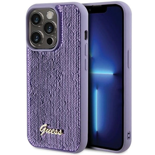 Guess Sequin Script Metal case for iPhone 15 Pro - purple_0