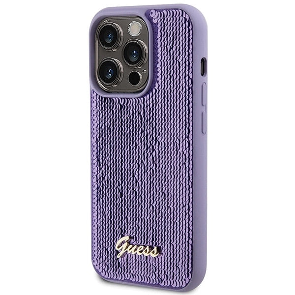 Guess Sequin Script Metal case for iPhone 15 Pro - purple_1
