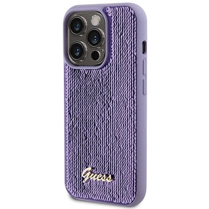 Guess Sequin Script Metal case for iPhone 15 Pro - purple_1