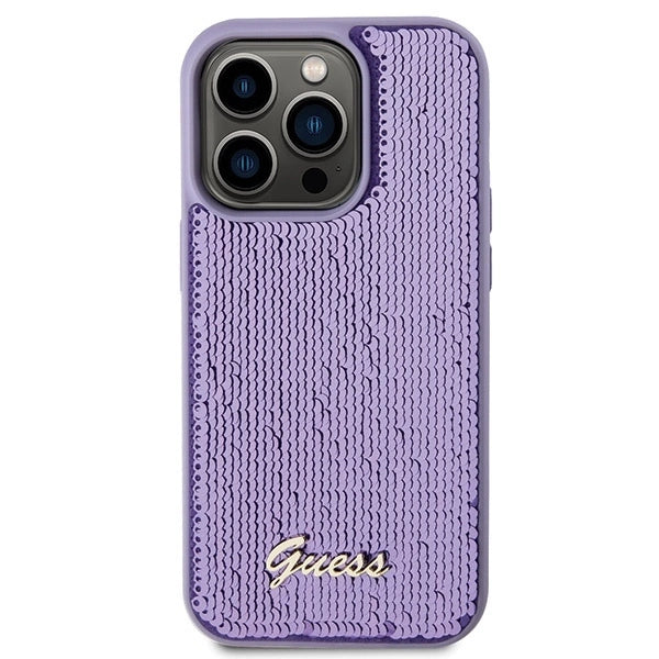 Guess Sequin Script Metal case for iPhone 15 Pro - purple_2