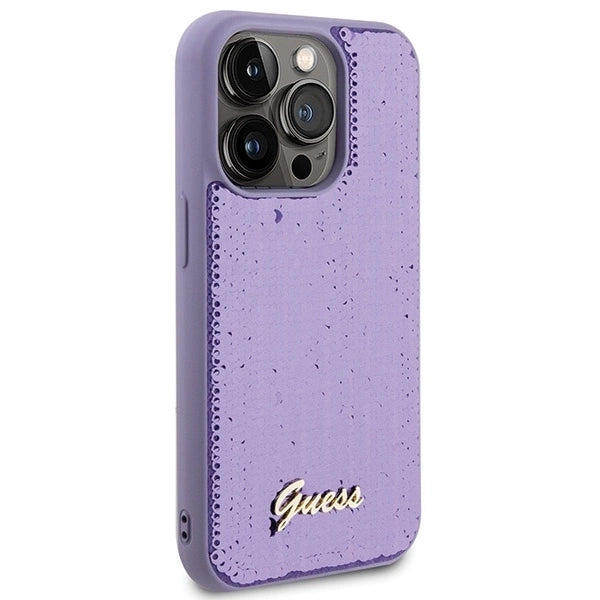 Guess Sequin Script Metal case for iPhone 15 Pro - purple_3