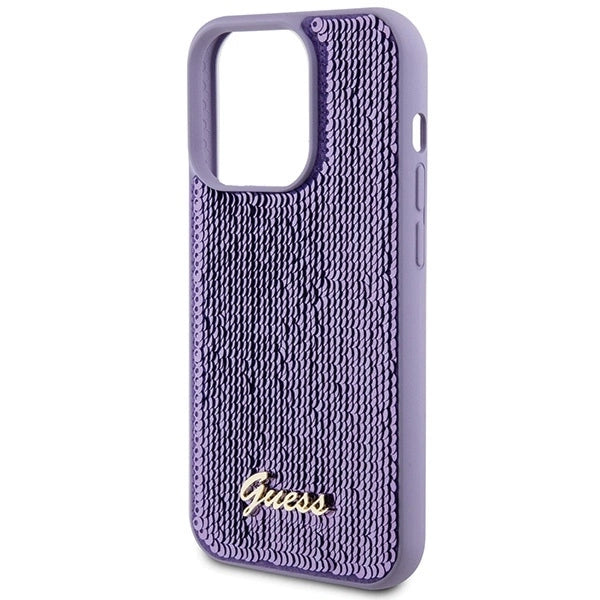Guess Sequin Script Metal case for iPhone 15 Pro - purple_5