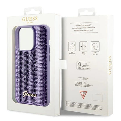 Guess Sequin Script Metal case for iPhone 15 Pro - purple_7