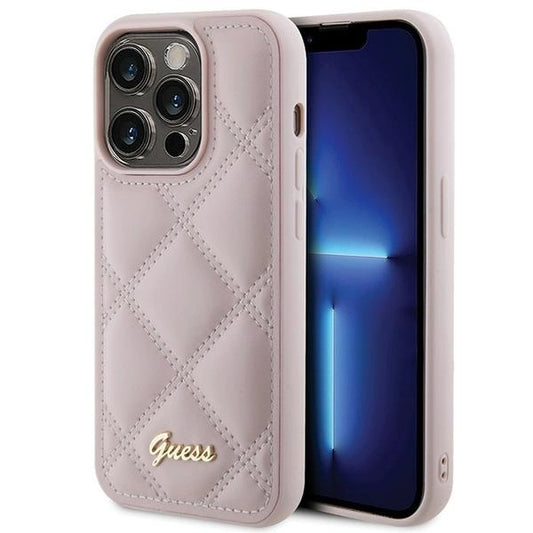 Guess Quilted Metal Logo case for iPhone 15 Pro - pink_0