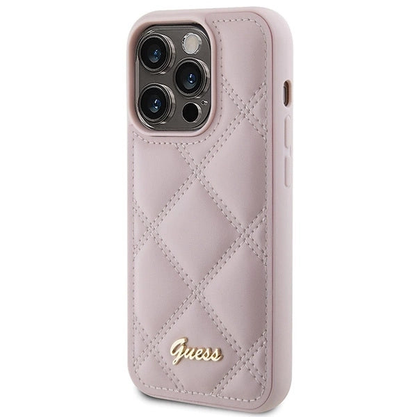Guess Quilted Metal Logo case for iPhone 15 Pro - pink_1