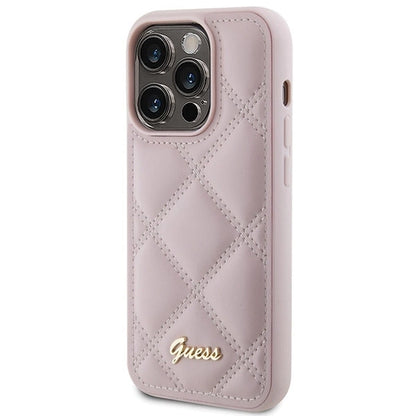 Guess Quilted Metal Logo case for iPhone 15 Pro - pink_1
