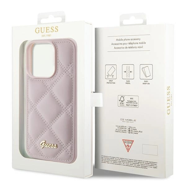 Guess Quilted Metal Logo case for iPhone 15 Pro - pink_7