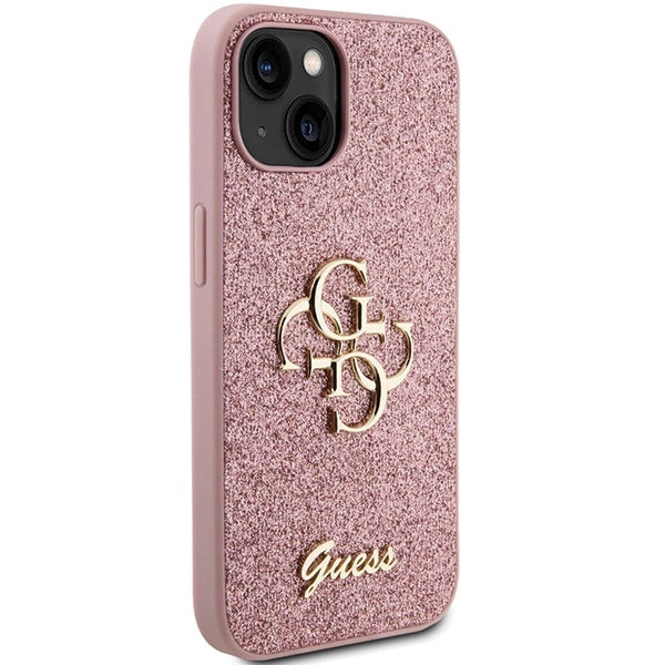 Guess Glitter Script Big 4G case for iPhone 15 - pink_3