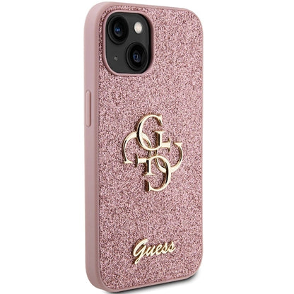 Guess Glitter Script Big 4G case for iPhone 15 - pink_3
