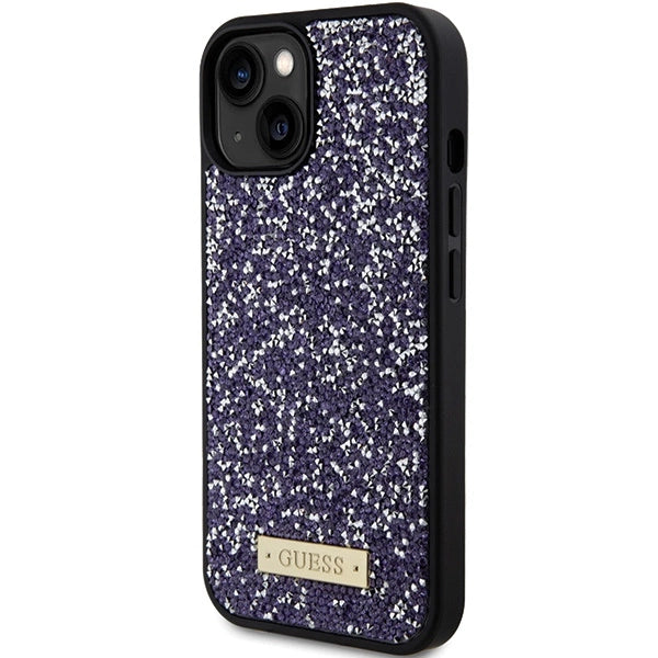 Guess Rhinestone Metal Logo iPhone 15 Case - Pink_1
