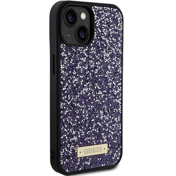 Guess Rhinestone Metal Logo iPhone 15 Case - Pink_3