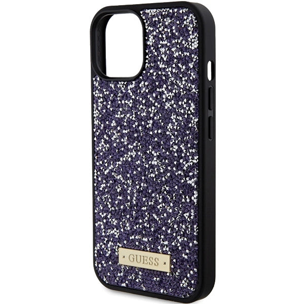 Guess Rhinestone Metal Logo iPhone 15 Case - Pink_5