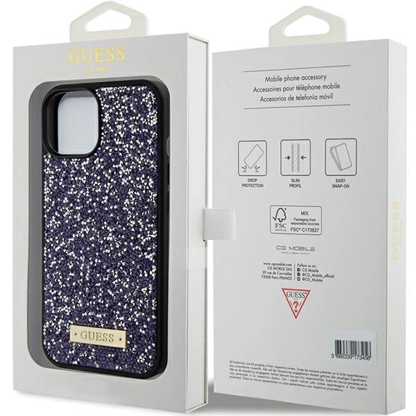 Guess Rhinestone Metal Logo iPhone 15 Case - Pink_7