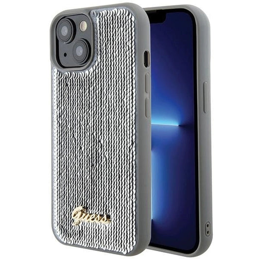 Guess Sequin Script Metal case for iPhone 15 - silver_0