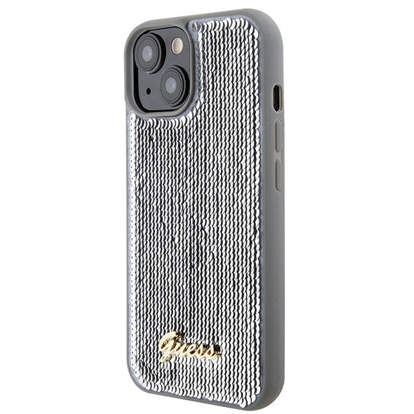 Guess Sequin Script Metal case for iPhone 15 - silver_1