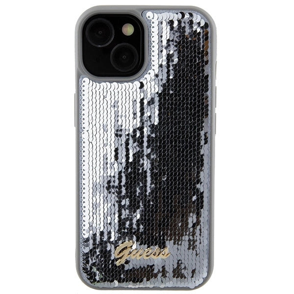 Guess Sequin Script Metal case for iPhone 15 - silver_2