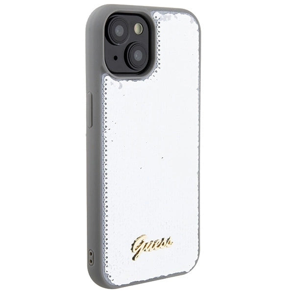 Guess Sequin Script Metal case for iPhone 15 - silver_3