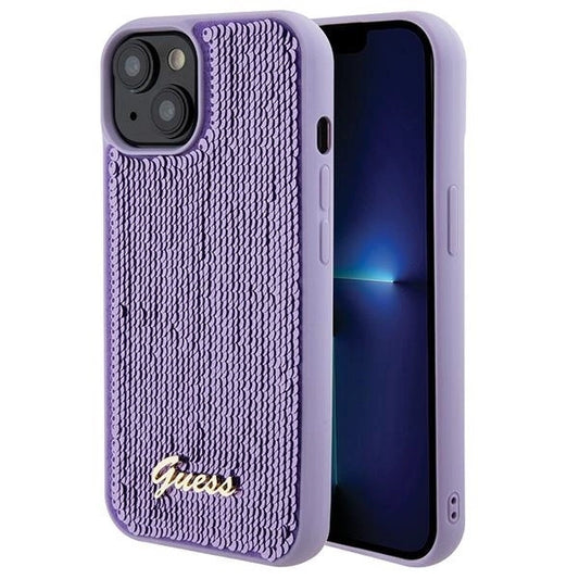 Guess Sequin Script Metal case for iPhone 15 - purple_0