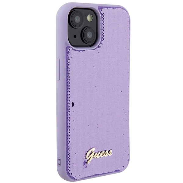 Guess Sequin Script Metal case for iPhone 15 - purple_3