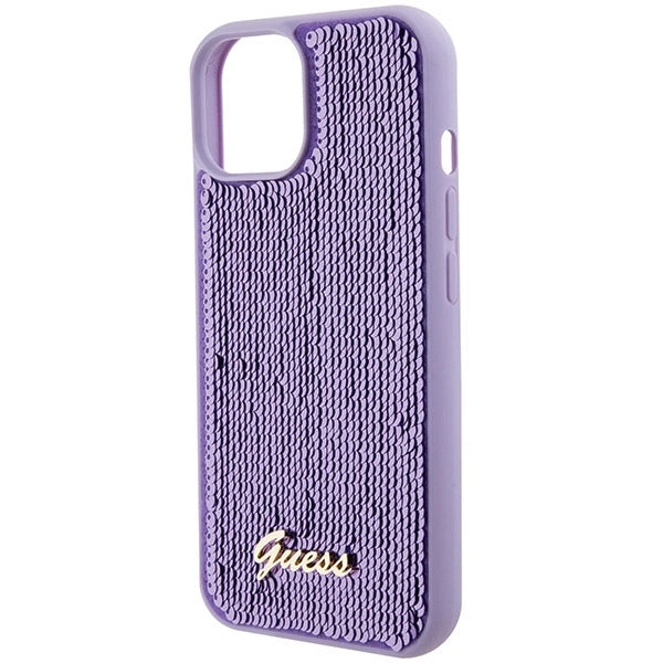 Guess Sequin Script Metal case for iPhone 15 - purple_6
