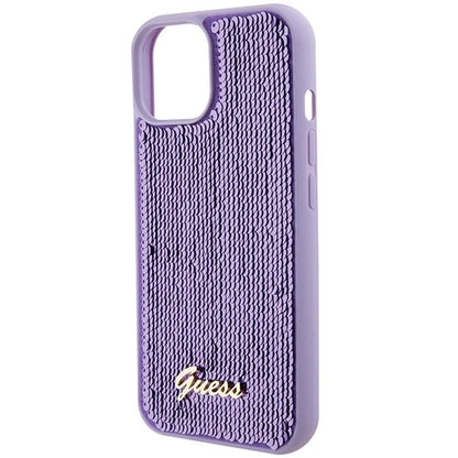 Guess Sequin Script Metal case for iPhone 15 - purple_6