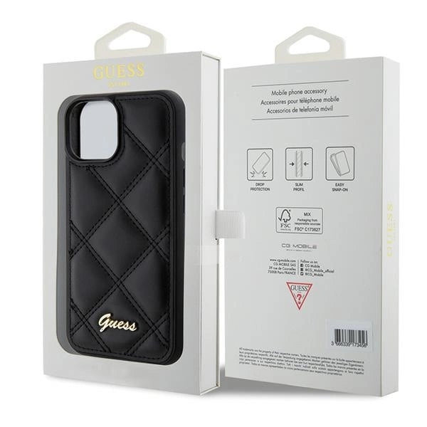 Guess Quilted Metal Logo case for iPhone 15 - black_7