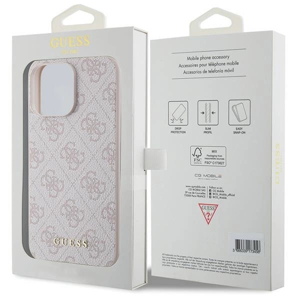 Guess 4G Metal Gold Logo case for iPhone 15 Pro Max - pink_7