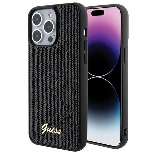 Guess Sequin Script Metal case for iPhone 15 Pro Max - black_0