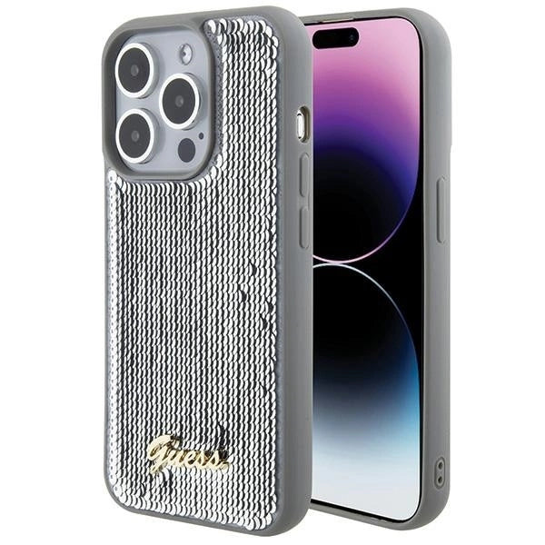 Guess Sequin Script Metal case for iPhone 15 Pro Max - silver_0