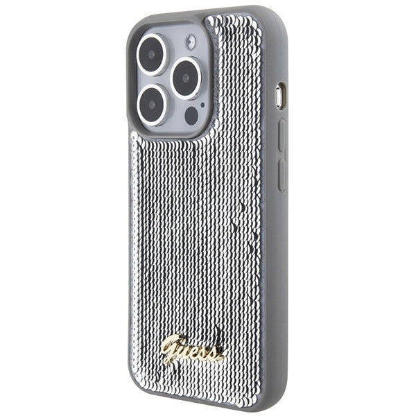 Guess Sequin Script Metal case for iPhone 15 Pro Max - silver_1
