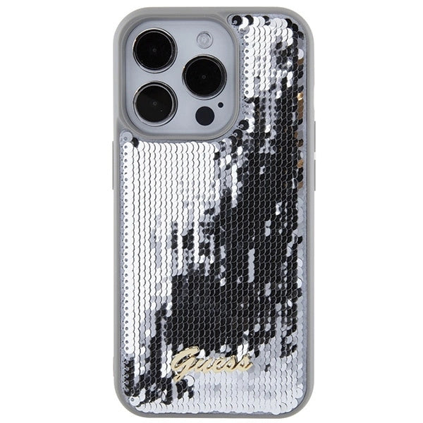 Guess Sequin Script Metal case for iPhone 15 Pro Max - silver_2