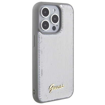 Guess Sequin Script Metal case for iPhone 15 Pro Max - silver_3
