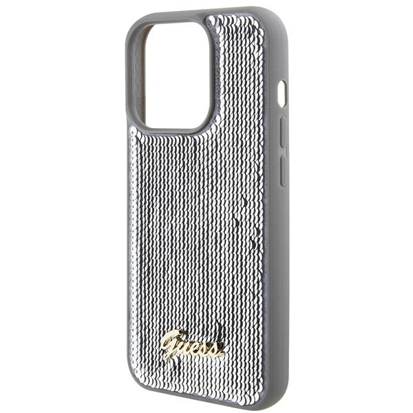 Guess Sequin Script Metal case for iPhone 15 Pro Max - silver_5