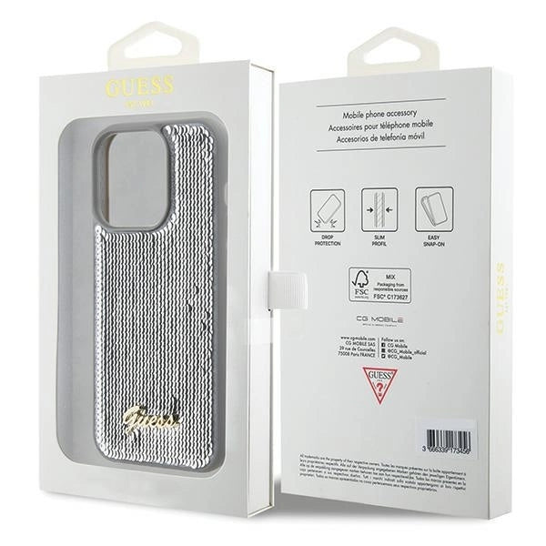 Guess Sequin Script Metal case for iPhone 15 Pro Max - silver_7