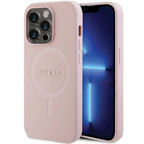 Guess GUHMP14LPSAHMCP case for iPhone 14 Pro - pink Saffiano MagSafe_0