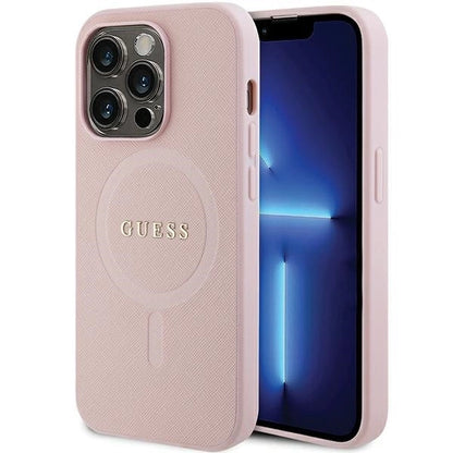 Guess GUHMP14LPSAHMCP case for iPhone 14 Pro - pink Saffiano MagSafe_0